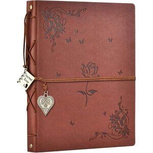 Scrapbook Album Leather Photo Album Memories DIY Scrap Book 10.8"x8.6" Large Fam